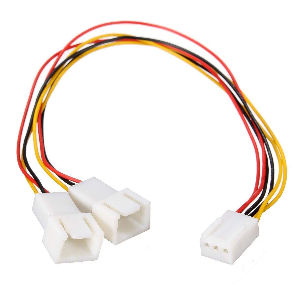 3 Pin to 2 x 3 Pin Power Connector Adapter and Fan Splitter Cable for Computer Case (1ft)