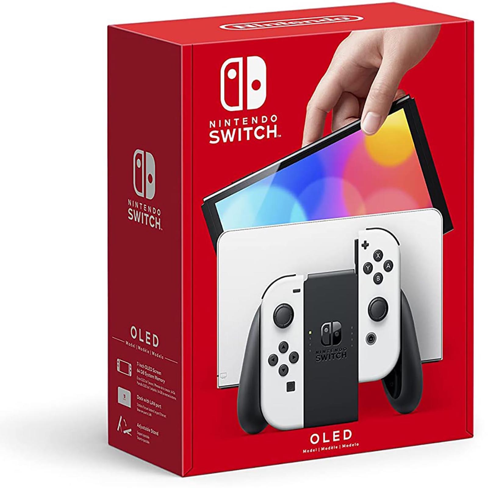 Nintendo Switch OLED with Joy-Con White and Black 128GB MEMORY CARD 15 Games Inbuilt